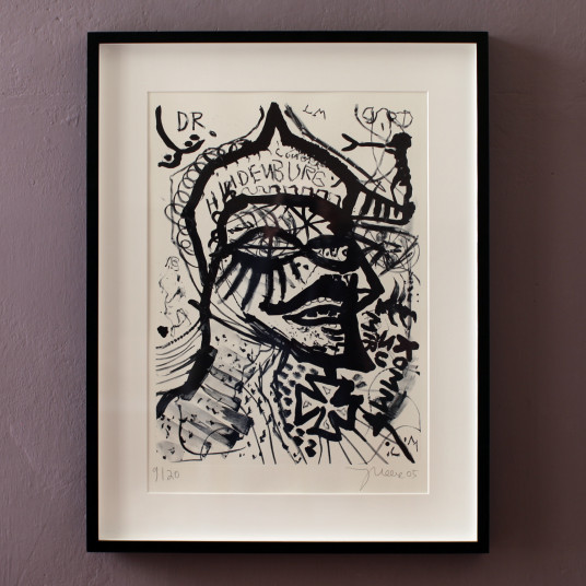 Der junge Hindenburg gerahmt, hinter Passepartout